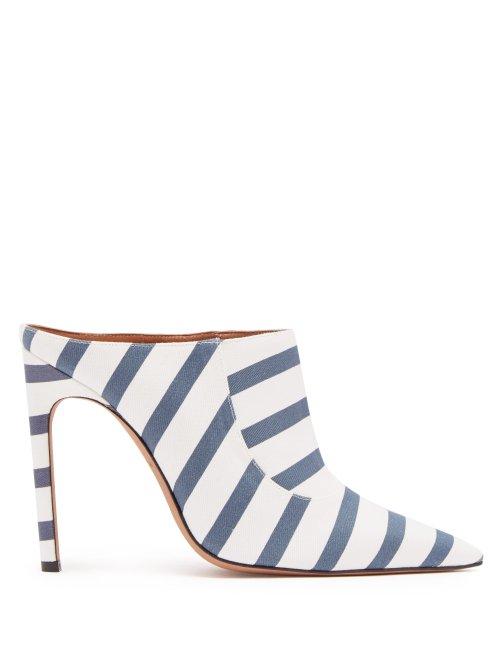 Matchesfashion.com Altuzarra - Davidson Striped Cotton Mules - Womens - Navy Stripe