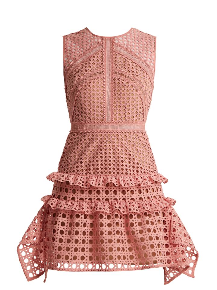 Self-portrait Crosshatch-lace Sleeveless Dress