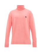 Matchesfashion.com Loewe - Anagram Embroidered Wool Roll Neck Sweater - Mens - Pink