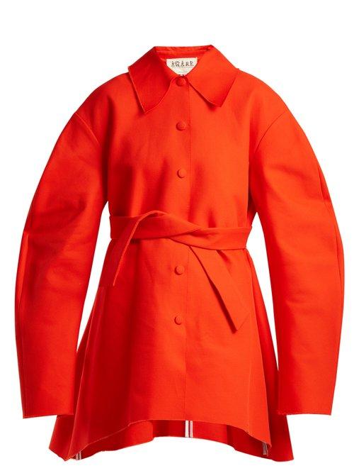 Matchesfashion.com A.w.a.k.e. - Raw Edge Tie Fastening Cotton Coat - Womens - Red