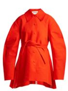 Matchesfashion.com A.w.a.k.e. - Raw Edge Tie Fastening Cotton Coat - Womens - Red