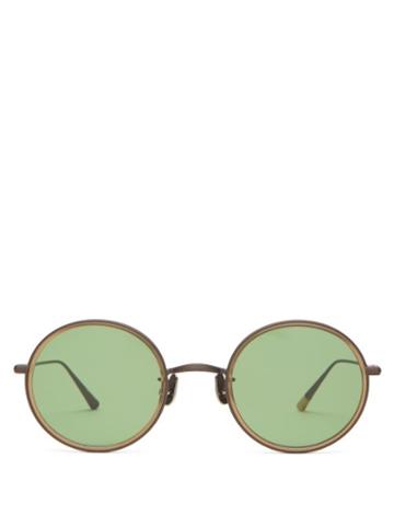 Matchesfashion.com 817 Blanc Lnt - Round Titanium & Acetate Sunglasses - Mens - Brown