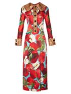 Dolce & Gabbana Apple-appliqu And Print Silk-blend Dress