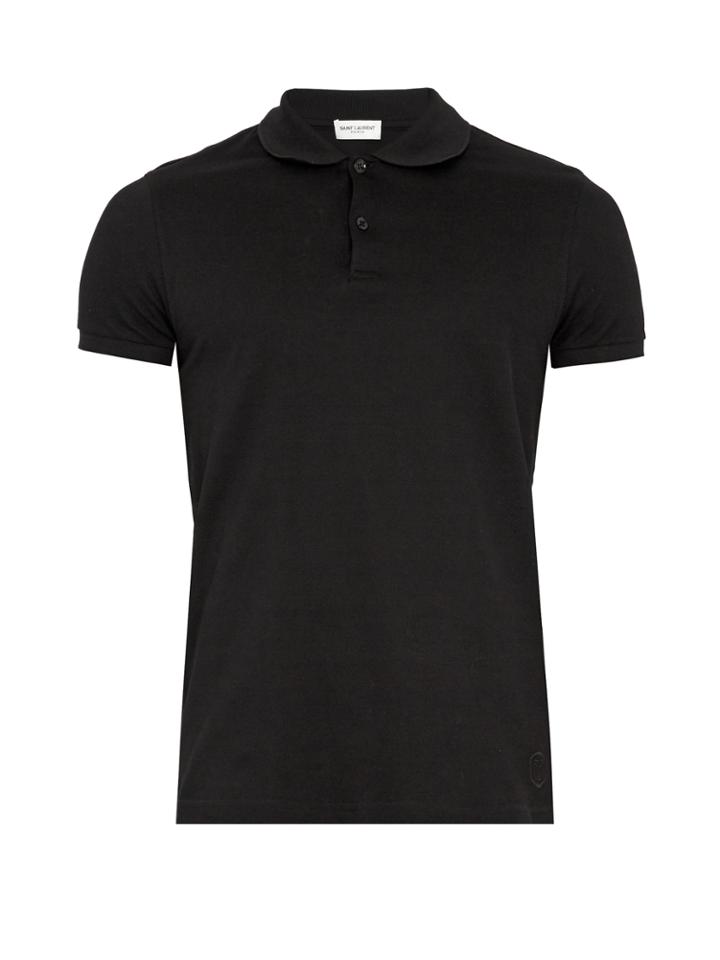 Saint Laurent Logo-embroidered Cotton Polo Shirt