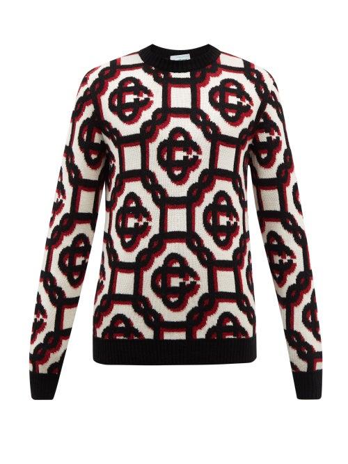 Casablanca - Monogram-jacquard Wool-blend Sweater - Mens - Black