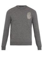 Alexander Mcqueen Feather-appliqu Wool And Cashmere-blend Sweater