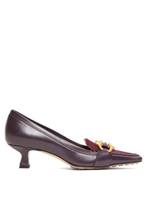 Matchesfashion.com Bottega Veneta - Buckled Leather Pumps - Womens - Burgundy