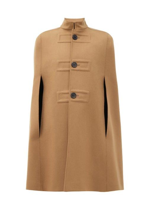 Matchesfashion.com Saint Laurent - Flared Brushed-wool Cape - Womens - Camel