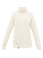 Matchesfashion.com Tibi - Side Zip Cashmere Sweater - Womens - Ivory