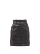Matchesfashion.com Marine Serre - Moon-print Deadstock Nappa-leather Mini Skirt - Womens - Black