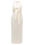 Matchesfashion.com La Collection - Nicole Tie-front Silk-charmeuse Dress - Womens - Ivory