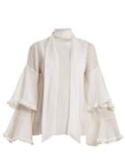 Matchesfashion.com Chlo - Bell Sleeved Tie Neck Cotton Blend Gauze Blouse - Womens - White