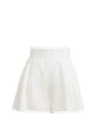 Matchesfashion.com Zimmermann - Allia High Rise Linen Shorts - Womens - White