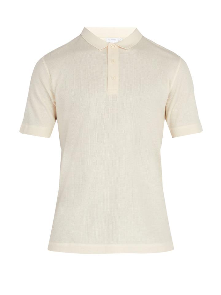 Sunspel Cotton Waffle Polo Shirt