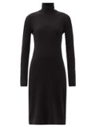 Matchesfashion.com Another Tomorrow - Roll-neck Ribbed Wool-blend Midi Dress - Womens - Black