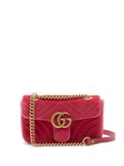 Matchesfashion.com Gucci - Gg Marmont Mini Quilted Velvet Cross Body Bag - Womens - Pink