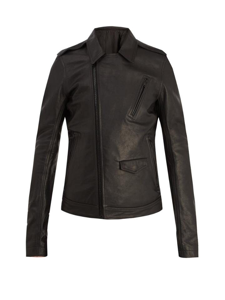 Rick Owens Point-collar Leather Jacket