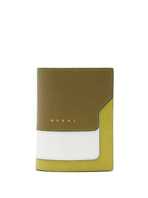 Marni - Colour-block Leather Wallet - Womens - Green Multi