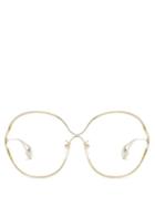 Matchesfashion.com Gucci - Round Frame Metal And Faux Pearl Glasses - Womens - Clear
