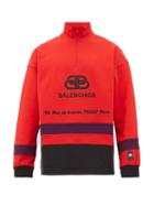 Matchesfashion.com Balenciaga - Rive Gauche Half Zip Cotton Sweatshirt - Mens - Red Navy
