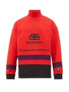 Matchesfashion.com Balenciaga - Rive Gauche Half Zip Cotton Sweatshirt - Mens - Red Navy