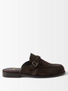 Christian Louboutin - Muloman Suede Backless Loafers - Mens - Dark Brown