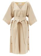 Matchesfashion.com Lemaire - Belted Cotton-blend Canvas Dress - Womens - Beige