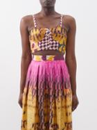 Biyan - Salsen Patchwork Silk Crop Top - Womens - Multi