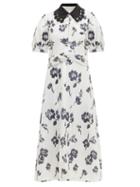 Matchesfashion.com Self-portrait - Sequin Embellished Floral Midi Dress - Womens - Cream Navy