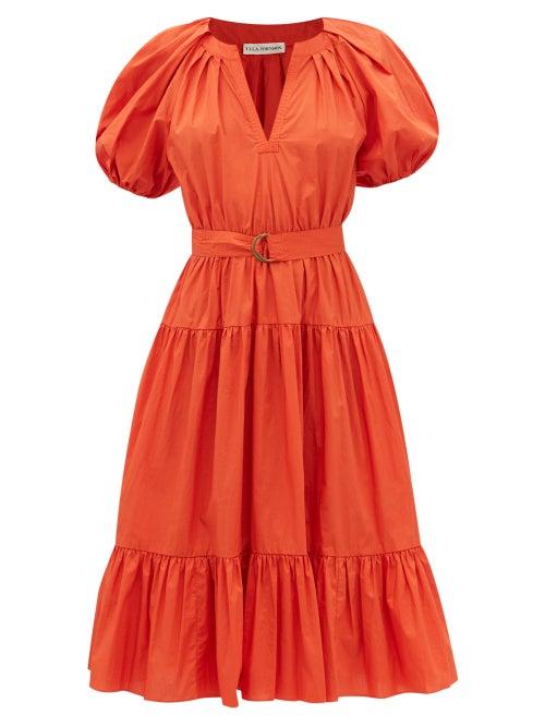 Ulla Johnson - Josefina Puff-sleeve Cotton Midi Dress - Womens - Dark Orange