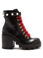 Matchesfashion.com Gucci - Lace Up Leather Ankle Boots - Womens - Black