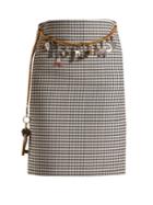 Balenciaga Houndstooth Chain-belt Pencil Skirt
