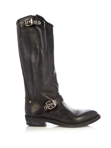 Golden Goose Deluxe Brand Biker-h Distressed-leather Flat Boots