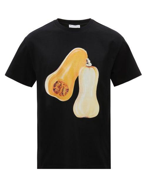 Jw Anderson - Vegetable-print Jersey T-shirt - Mens - Black