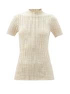 Matchesfashion.com Petar Petrov - Ema High-neck Ribbed Silk Top - Womens - Ivory