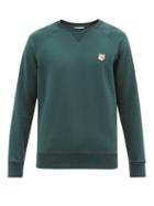 Maison Kitsun - Fox Head-appliqu Cotton-jersey Sweatshirt - Mens - Dark Green