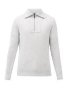 Matchesfashion.com Iris Von Arnim - Edwin Quarter-zip Ribbed Cashmere Sweater - Mens - Light Grey