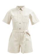 A.p.c. - Amelie Belted Denim Playsuit - Womens - White