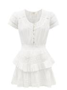 Ladies Beachwear Loveshackfancy - Jeromie Crochet-trimmed Cotton-voile Mini Dress - Womens - White