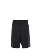 Mens Rtw Valentino - Garden-appliqu Wool-blend Bermuda Shorts - Mens - Black