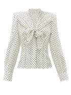 Matchesfashion.com Dolce & Gabbana - Tie-front Polka-dot Silk Blouse - Womens - White Black