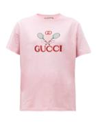 Matchesfashion.com Gucci - Gg Logo Embroidered Cotton T Shirt - Womens - Pink Multi