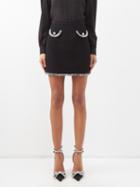 Alessandra Rich - Crystal-button Wool-blend Tweed Mini Skirt - Womens - Black