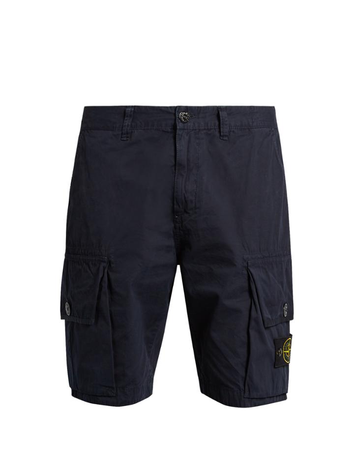 Stone Island Logo-patch Cotton Cargo Shorts