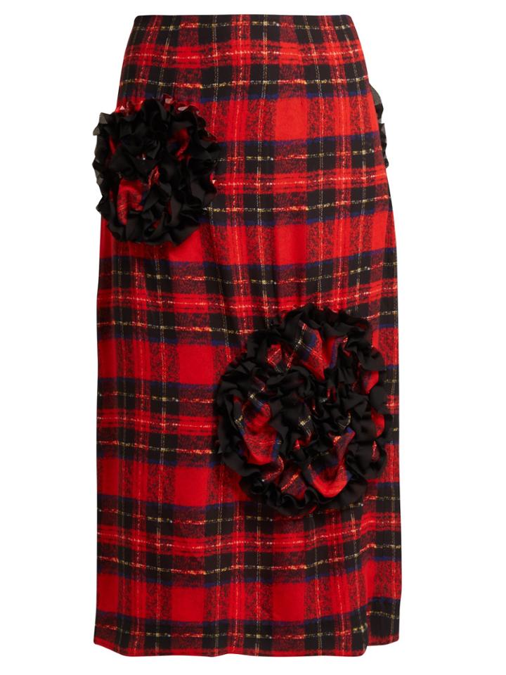 Simone Rocha Lace Trimmed-rosette Georgette Midi Skirt