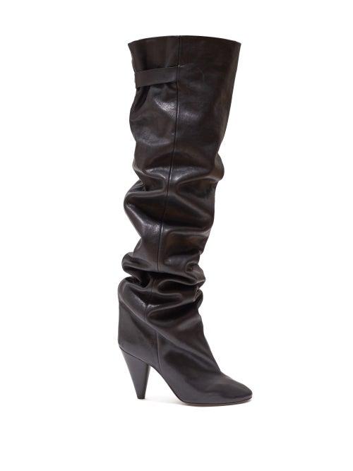 Matchesfashion.com Isabel Marant - Likita Slouched Knee High Leather Boots - Womens - Black