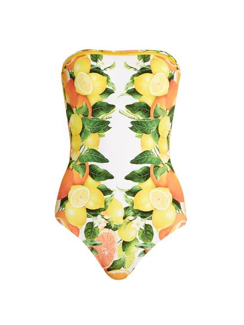 Stella Mccartney Citrus-print Strapless Swimsuit