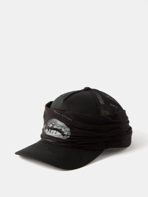 Rick Owens - X Michle Lamy Mouth-print Canvas Trucker Cap - Mens - Black