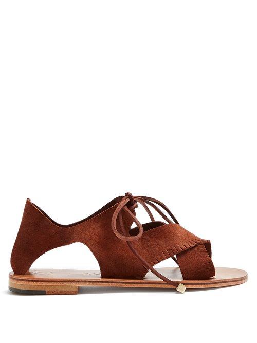 Matchesfashion.com Lvaro - Aida Fringe Suede Sandals - Womens - Dark Brown