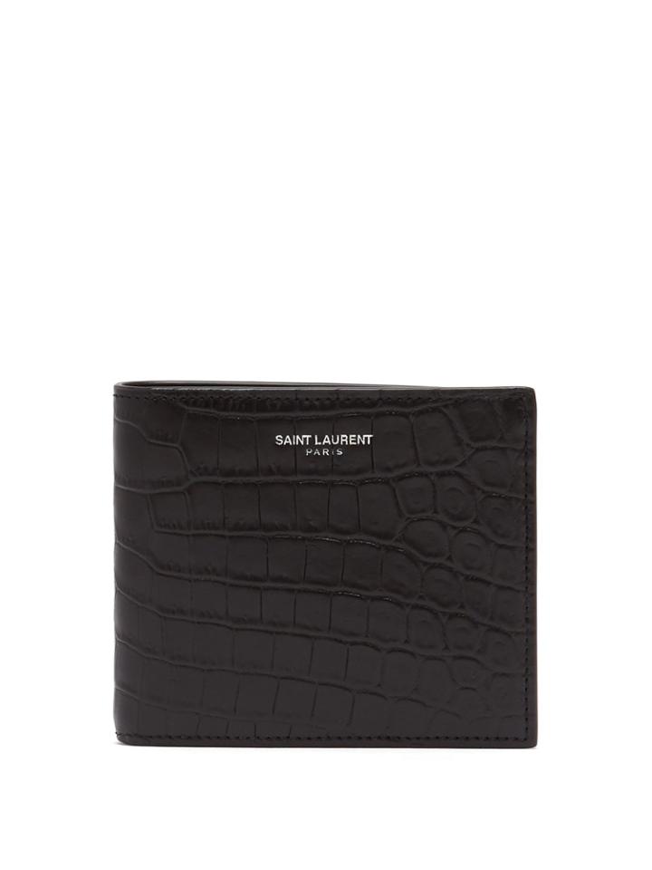 Saint Laurent Crocodile-effect Leather Billfold Wallet